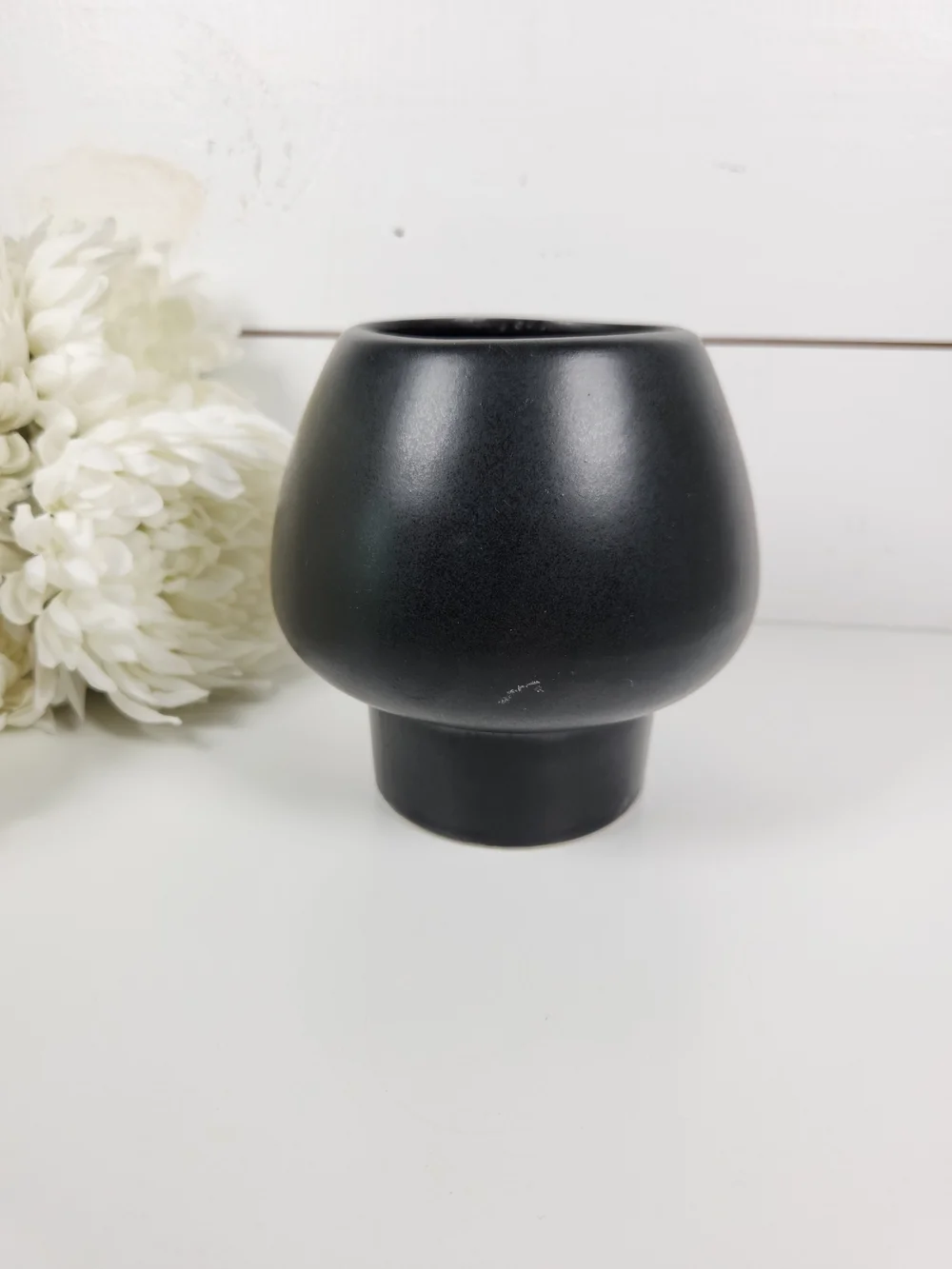 Mid Century Modern Stanford USA Black Vase | Vintage Black Mode Bulb Planter